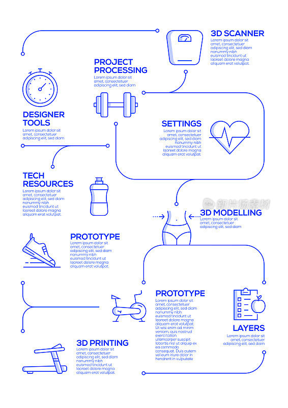 Fitness Related Vector Concept and Infographic Design Elements in Linear Style